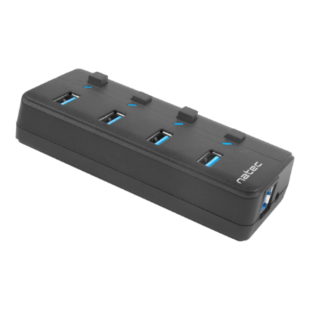 Natec USB 3.0 HUB, Mantis 2, 4-Port, On/Off with AC Adapter | Natec | 4 Port Hub With USB 3.0 | Mantis NHU-1557 | Black