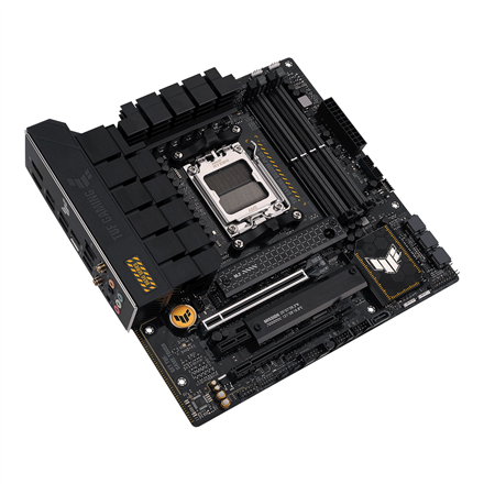 Asus | TUF GAMING B650M-PLUS WIFI | Processor family AMD | Processor socket AM5 | DDR5 DIMM | Memory slots 4 | Supported hard disk drive interfaces SATA, M.2 | Number of SATA connectors 4 | Chipset AMD B650 | micro-ATX
