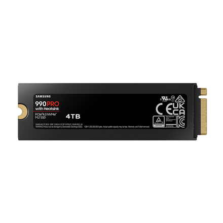 Samsung | 990 PRO with Heatsink | 4000 GB | SSD form factor M.2 2280 | Solid-state drive interface M.2 NVME | Read speed 7450 MB/s | Write speed 6900 MB/s