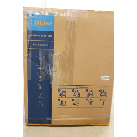 SALE OUT. Midea Washing Machine | MF100T60B/W-HR | Energy efficiency class A | Top loading | Washing capacity 6 kg | 1200 RPM | Depth 61 cm | Width 40 cm | Display | LED | Steam function | White | DAMAGED PACKAGING, DAMAGED PAINT ON THE RIGHT SIDE