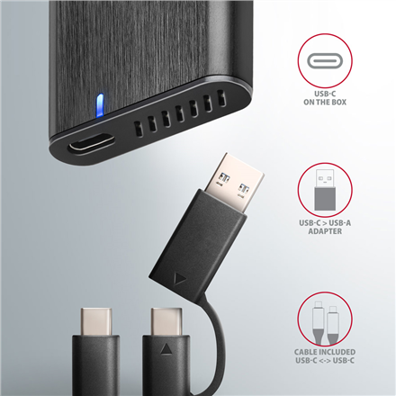 AXAGON External USB-C 3.2 Gen 2 metal box for M.2 NVMe & SATA SSD disks | EEM2-SB2