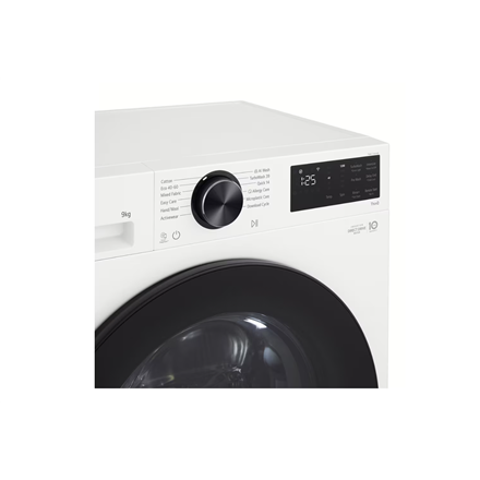 LG Washing machine | F2X50S9TWB | Energy efficiency class A | Front loading | Washing capacity 9 kg | 1200 RPM | Depth 48 cm | Width 60 cm | Display | LED | Steam function | Direct drive | Wi-Fi | White