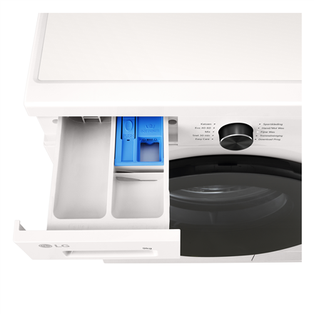 LG Washing machine | F4X1009NWB | Energy efficiency class A | Front loading | Washing capacity 9 kg | 1400 RPM | Depth 55 cm | Width 60 cm | Display | LED | Steam function | Direct drive | Wi-Fi | White