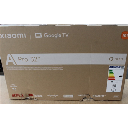 SALE OUT. Xiaomi QLED TV A Pro 2026 | 32" | Smart TV | Google TV | HD | Dark Gray | DAMAGED PACKAGING, CRACKED PLASTIC AT THE BACK, BROKEN GRILLES ON THE BOTTOM