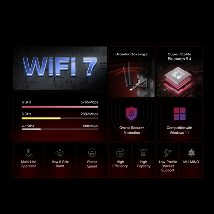 Mercusys BE9300 WiFi 7 Bluetooth 5.4 PCIe Adapter | MA47BE