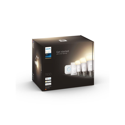 Hue W Starter Kit 9,5W A60 E27, 3pcs, Bridge, Switch | E27 | 9.5 W | Warm White 2700K | Bluetooth and Zigbee
