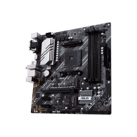 Asus | PRIME B550M-A WIFI II | Processor family AMD | Processor socket AM4 | DDR4 DIMM | Memory slots 4 | Supported hard disk drive interfaces SATA, M.2 | Number of SATA connectors 4 | Chipset AMD B550 | microATX
