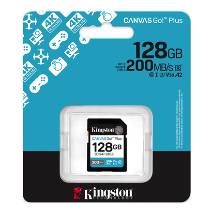 Kingston | Canvas Go! Plus | 128 GB | SD | Flash memory class Class 10, UHS-I, U3, V30