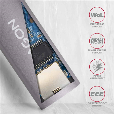 AXAGON ADE-TRC Compact aluminum USB-C 3.2 Gen 1 Gigabit Ethernet 10/100/1000Mbit adapter with automatic installation