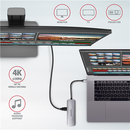 AXAGON SuperSpeed USB-C COMBO 5in1 Hub | HMC-5