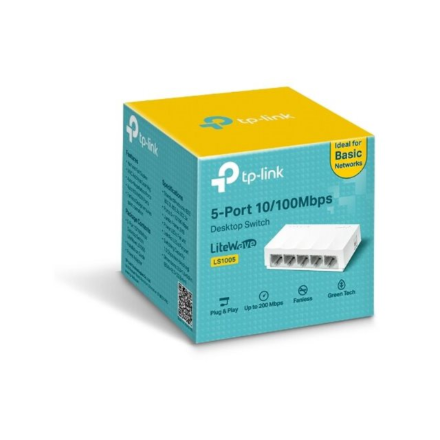 TP-LINK | 5-Port 10/100Mbps Desktop Network Switch | LS1005 | Unmanaged | Desktop | Power supply type External
