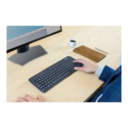 Logitech | K400 Plus | Keyboard with Trackpad | Wireless | US | Black