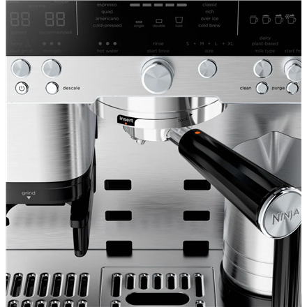 NINJA Espresso Coffee Maker | ES601EU Luxe Café Premier | Pump pressure 11 bar | Built-in milk frother | Ground | 1650 W | Black/Stainless Steel