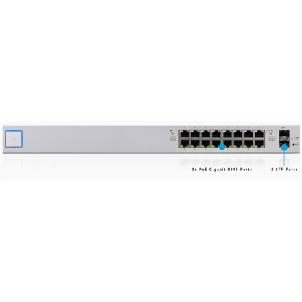 Ubiquiti | 16Port Gigabit Switch with PoE and SFP | USW-16-POE | Managed L2 | Rack-mountable/Desktop