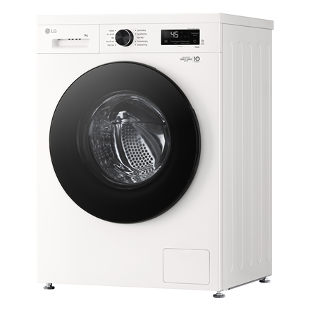 LG Washing machine | F4X1009NWB | Energy efficiency class A | Front loading | Washing capacity 9 kg | 1400 RPM | Depth 55 cm | Width 60 cm | Display | LED | Steam function | Direct drive | Wi-Fi | White