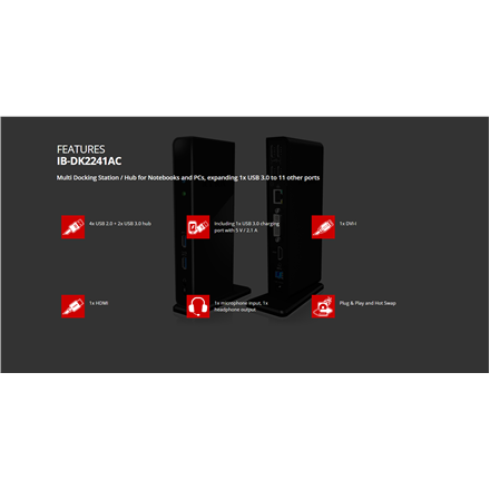 Raidsonic | ICY BOX | IB-DK2241AC Multi Docking Station | USB-A Dock | Warranty 12 month(s)