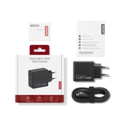Lenovo Dual USB-C 65W GaN Charger | USB-C | 65 W | Charger