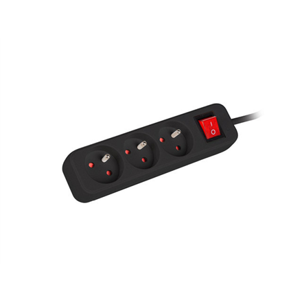 Lanberg Cable Power Strip, 3X French Outlets with Switch, Quality-Grade Copper, 1.5 m | PS1-03E-0150-BK