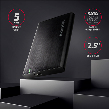 AXAGON Screwless aluminum USB 3.2 Gen 1 - SATA 6G external box for 2.5" SSD/HDD | EE25-A6M
