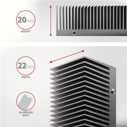 AXAGON Aluminum passive cooler for single and double-sided M.2 SSDs size 2280, height 24 mm | CLR-M2XT