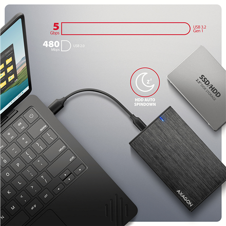 AXAGON USB-C 5Gbps - SATA 6G external box for 2.5" SSD/HDD | EE25-XA6C