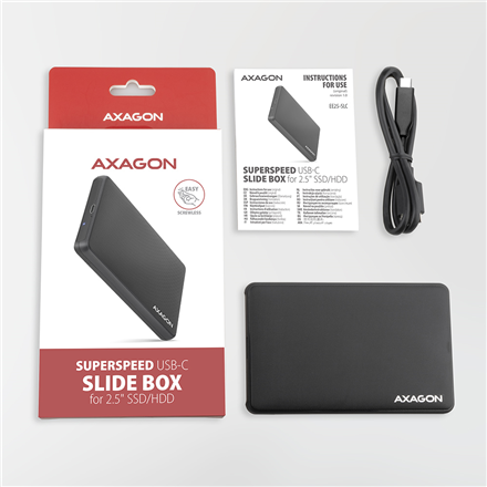 AXAGON Screwless USB 3.2 Gen 1 - SATA 6G external box for 2.5" SSD/HDD | EE25-SLC