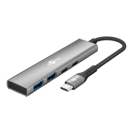 Goobay Slim 4-Port USB Hub, USB-C to USB-C/USB-A, 5 Gbit/s | 76563