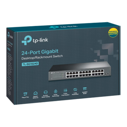TP-LINK | Switch | TL-SG1024D | Unmanaged | Desktop/Rackmountable | Gigabit Ethernet (copper) ports quantity 24 | 36 month(s)