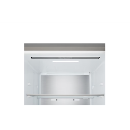 LG Refrigerator | GBBSJ10EPY | Energy efficiency class E | Free standing | Combi | Height 186 cm | No Frost system | Fridge net capacity 220 L | Freezer net capacity 113 L | Display | 35 dB | Prime Silver
