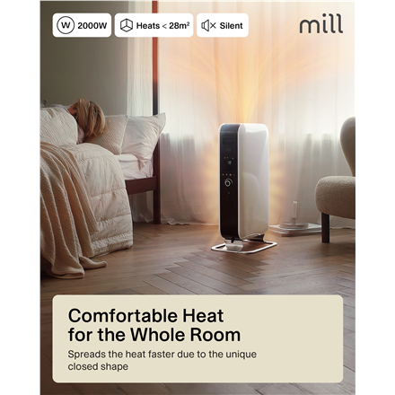 Mill | Heater | AB-H2000DN | Oil Filled Radiator | 2000 W | Number of power levels 3 | Suitable for rooms up to 24-34 m³ | White