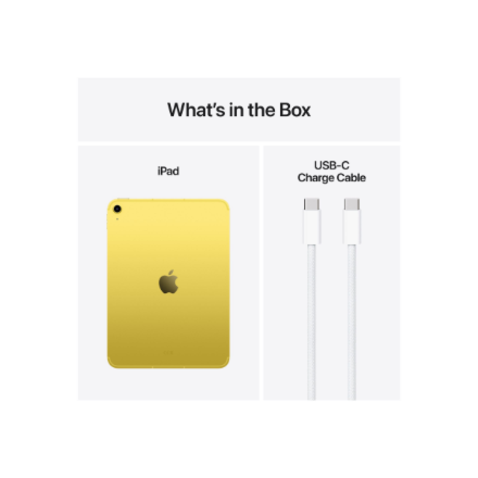 Apple | iPad Air Wi-Fi + Cellular | 11 " | Yellow | IPS, Liquid Retina | 2360 x 1640 pixels | Apple A16 | 512 GB | 3G | 4G | 5G | Wi-Fi | Front camera | 12 MP | Rear camera | 12 MP | Bluetooth | 5.3 | iPadOS | USB-C charging cable