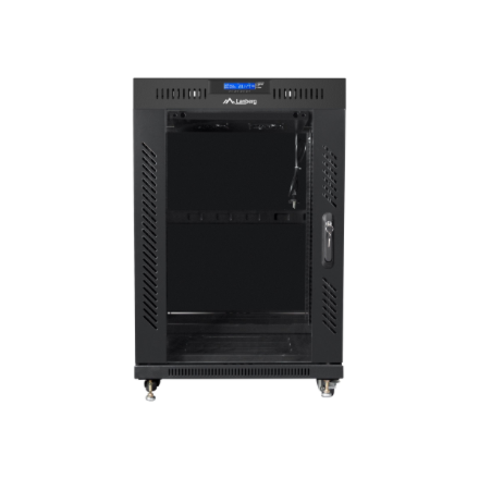 Lanberg | Rack cabinet 19" free-standing 15U/600x600 (flat pack) with glass door, LCD | FF01-6615-12BL | Black