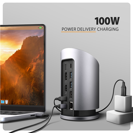AXAGON USB-C 10Gbps Wireless Charging 9in1 hub | HMC-WL9