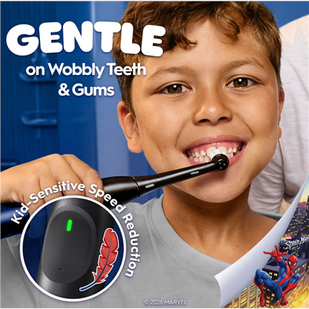 Oral-B Electric Toothbrush with Travel Case, 6Y+ | iO Kids Marvel Spiderman | Rechargeable | For kids | Number of brush heads included 1 | Number of teeth brushing modes 3
