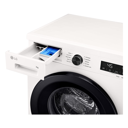LG F2X10S7NWK | Washing Machine | Energy efficiency class A | Front loading | Washing capacity 7 kg | 1200 RPM | Depth 44 cm | Width 60 cm | Display | LED | Steam function | Essence White (Glossy) | Wi-Fi