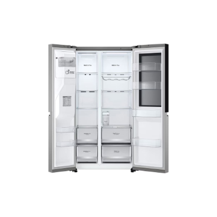 LG Refrigerator | GSGV81PYLL | Energy efficiency class E | Free standing | Side by side | Height 179 cm | Fridge net capacity 416 L | Freezer net capacity 219 L | Display | 36 dB | Silver