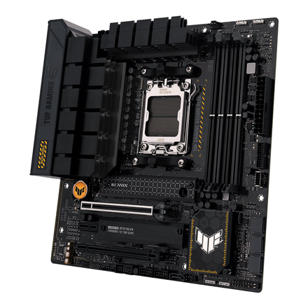 Asus | TUF GAMING B650M-PLUS WIFI | Processor family AMD | Processor socket AM5 | DDR5 DIMM | Memory slots 4 | Supported hard disk drive interfaces SATA, M.2 | Number of SATA connectors 4 | Chipset AMD B650 | micro-ATX