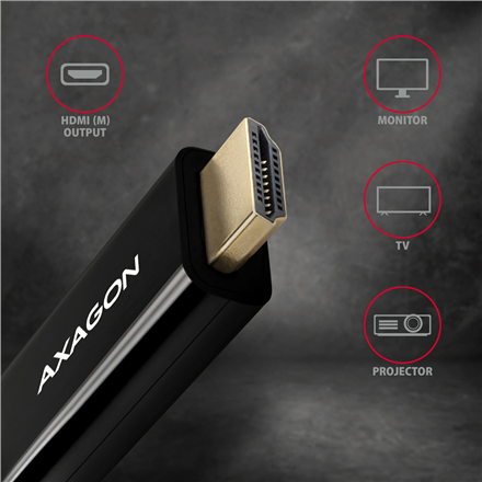 AXAGON MINI DP to HDMI cable, 1.8 m, 4K/30Hz | RVDM-HI14C2 | 1.8 m