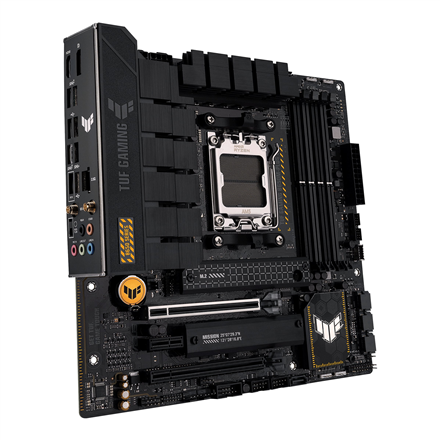 Asus | TUF GAMING B650M-PLUS WIFI | Processor family AMD | Processor socket AM5 | DDR5 DIMM | Memory slots 4 | Supported hard disk drive interfaces SATA, M.2 | Number of SATA connectors 4 | Chipset AMD B650 | micro-ATX