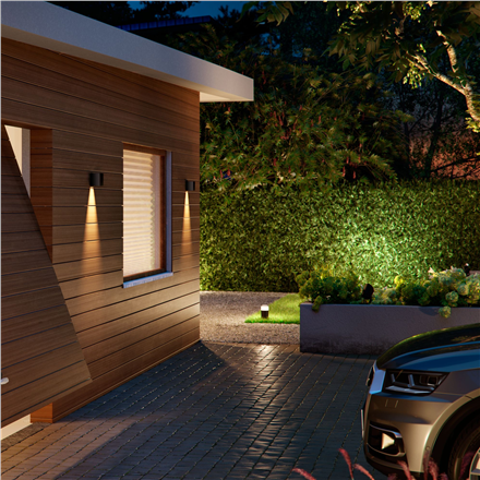 Philips Hue WCA Resonate Outdoor Downward Wall Lantern, Black | 8 W | 2000-6500 Hue White Colour Ambiance