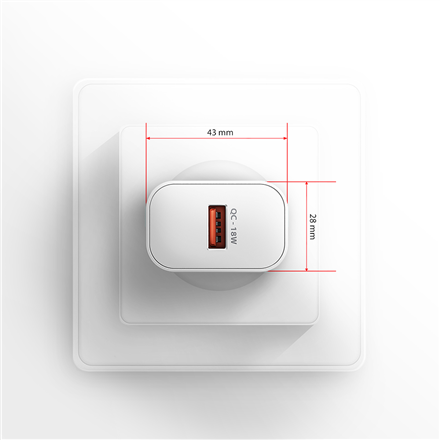 AXAGON Wallcharger 1x port USB-A, QC3.0/AFC/FCP/Apple, 18W | ACU-QC18W