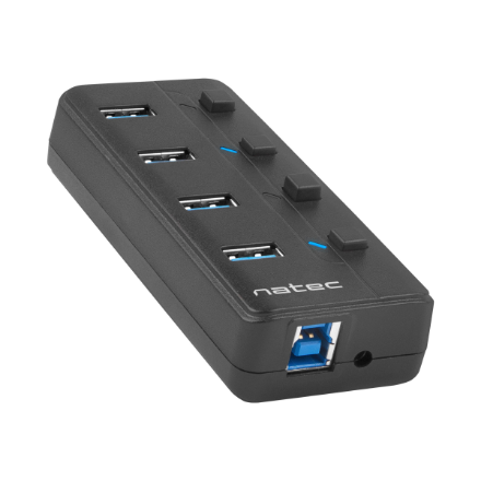 Natec USB 3.0 HUB, Mantis 2, 4-Port, On/Off with AC Adapter | Natec | 4 Port Hub With USB 3.0 | Mantis NHU-1557 | Black