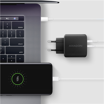 AXAGON GaN wallcharger 2x port (USB-A + USB-C), PD3.0/PPS/QC4+/SFC2.0/AFC/SCP/FCP/Apple, 45W | ACU-PQ45