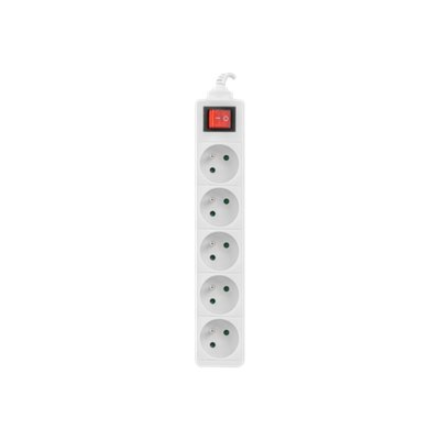 Lanberg Cable Power Strip, 5X French Outlets with Switch, Quality-Grade Copper, 1.5 m | PS1-05E-0150-W