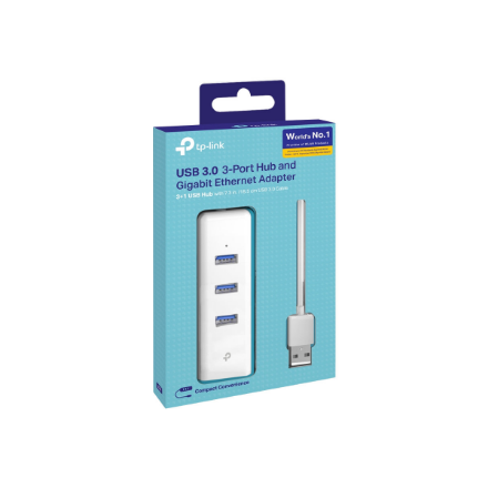 TP-LINK | USB 3.0 3-Port Hub & Gigabit Ethernet Adapter 2 in 1 USB Adapter | UE330