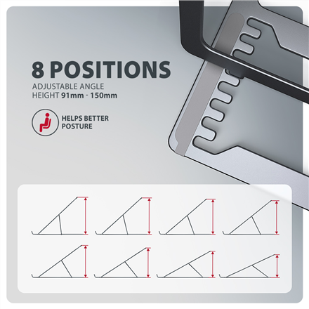 AXAGON STND-LAG stand for laptops and tablets | Adjustable Height, Angle | 10-17.3 " | Maximum weight (capacity) 20 kg | Grey