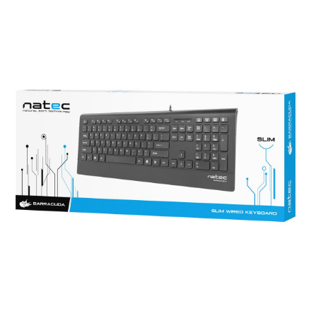 Natec Keyboard, Barracuda, US Layout, Slim | Natec | Keyboard | Barracuda | Standard | Wired | US | Black