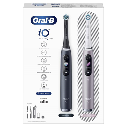 Oral-B | Electric Toothbrush | iO 9 Series Duo | Rechargeable | For adults | Number of brush heads included 2 | Number of teeth brushing modes 7 | Black Onyx/Rose