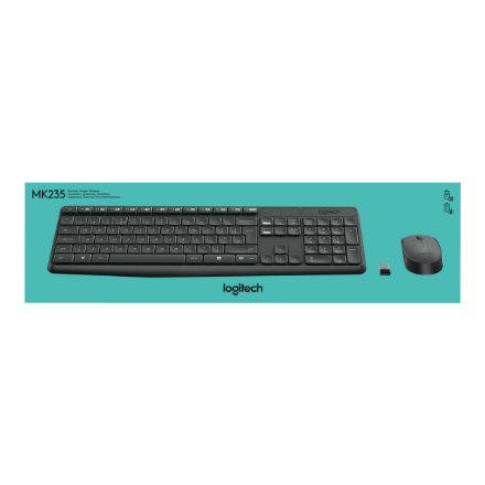 Logitech | MK235 | Keyboard and Mouse Set | Wireless | Mouse included | Batteries included | US | Black