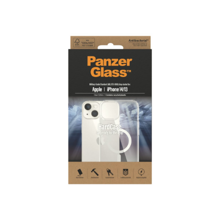 PanzerGlass | HardCase MagSafe Compatible | Back protection | Apple | iPhone 14/13 | 100% Recycled Polyurethane (TPU) | Clear | MagSafe compatible; Military Grade Standard; 100% recycled frame material